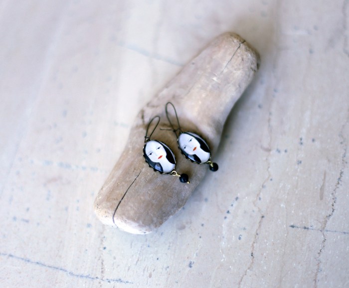 Miniature portrait earrings
