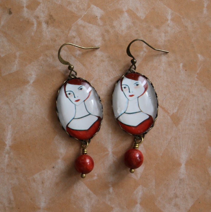 Miniature portrait earrings