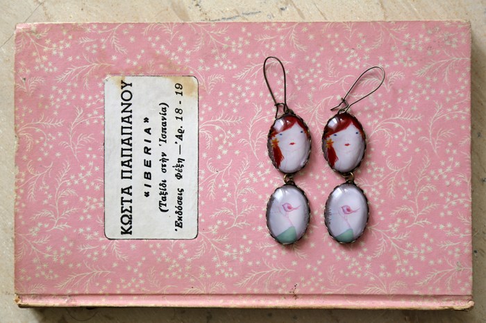 Miniature portrait earrings