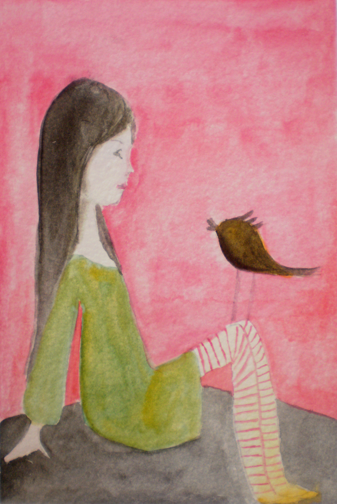 Girl with bird