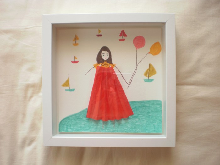 Girl, collage, mixed media