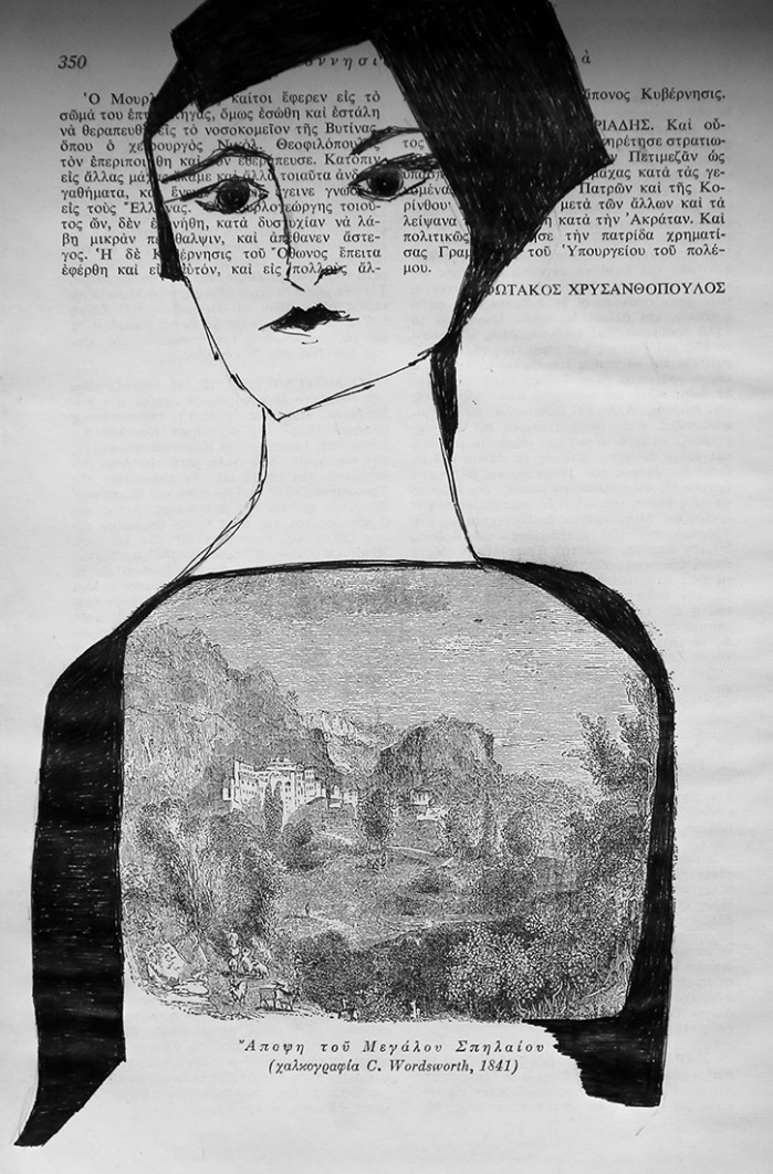 Portrait on vintage book page